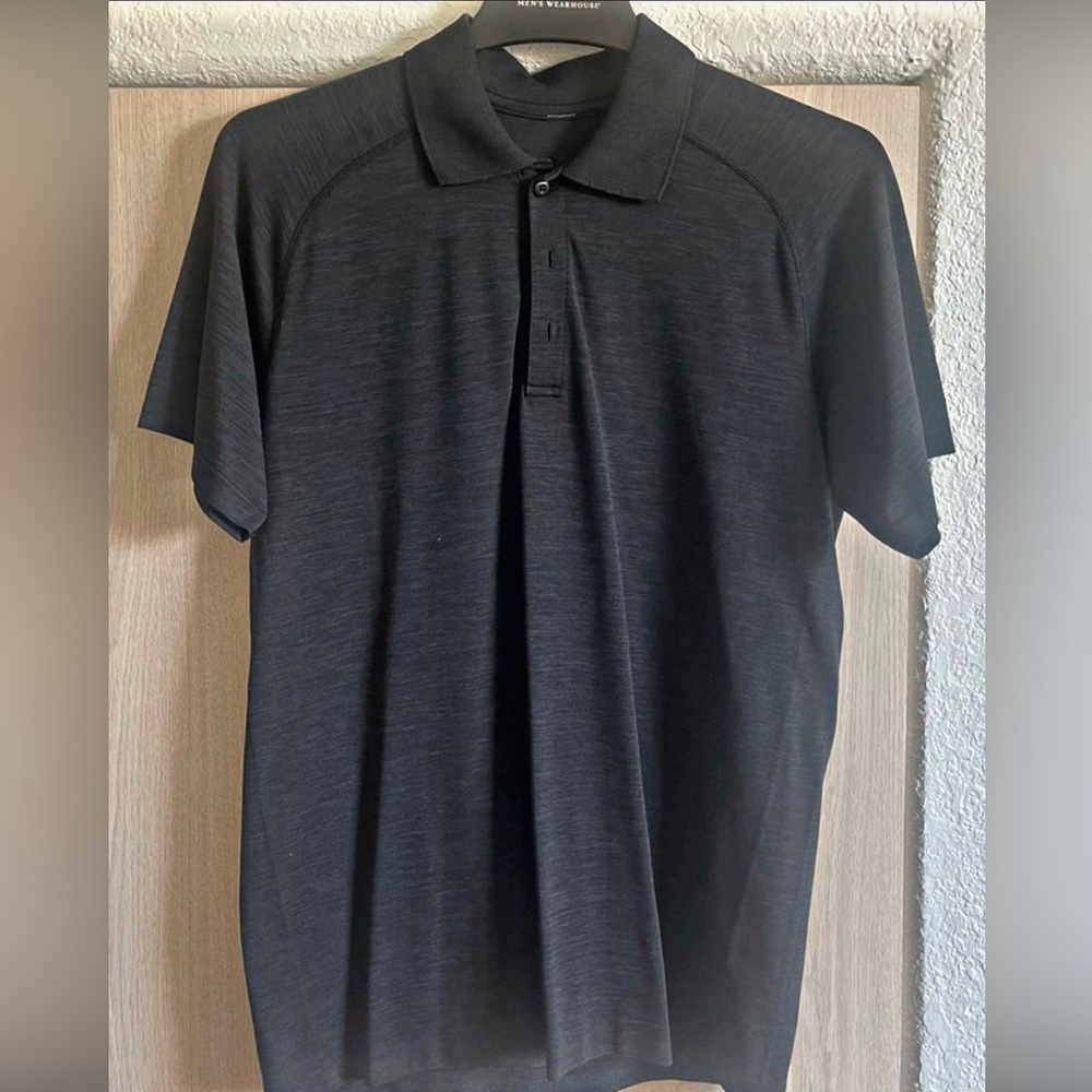 Lululemon Mens Polo Shirt Dark Grey/Black MEDIUM